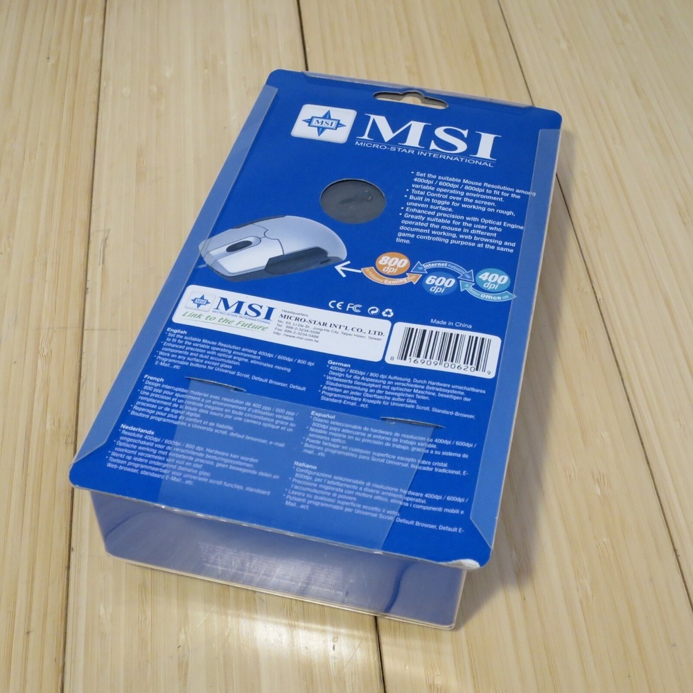 NOS NIB Vintage MSI Multi-Resolution Optical Mouse USB with PS2 adapter - Picture 4 of 6